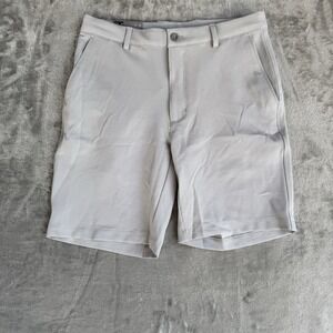 Greg Norman Men's Stretch Flat Front Textured Short, Gray, Size- 30